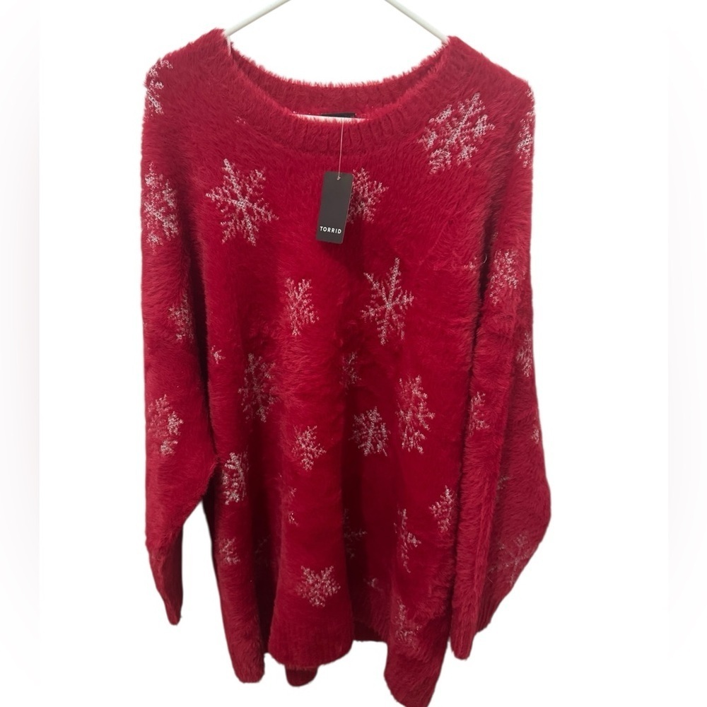 Torrid Eyelash Lurex Crew Neck Pullover Sweater Snowflake Size 3X Holiday